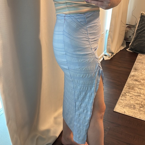 Textured Spring Summer Skirt in Baby Blue - Picture 2 of 5
